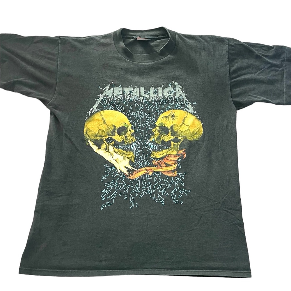 Vintage 90s Metallica Pushead Sad But True Graphic Band T Shirt Faded Black L